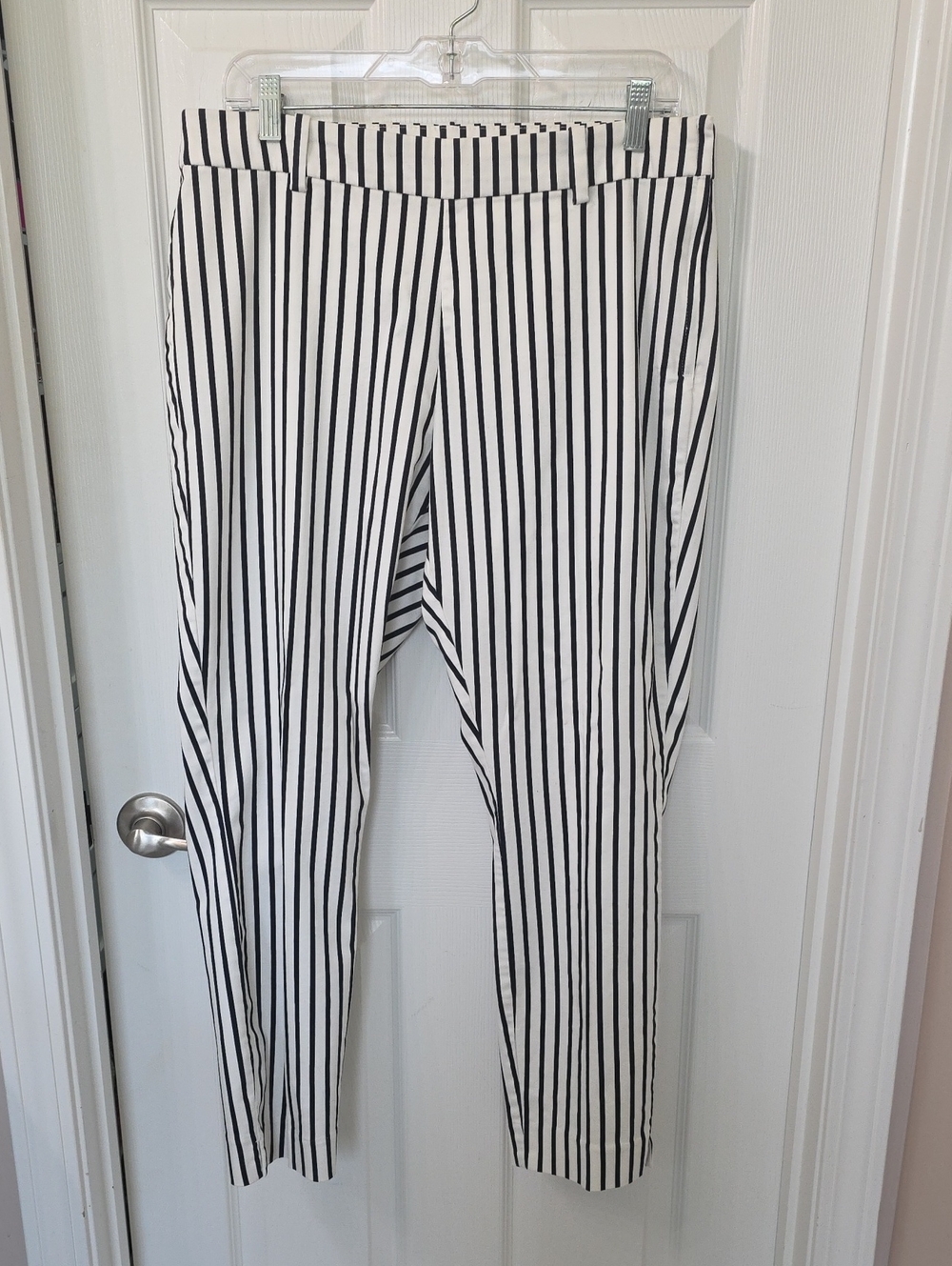 H&M Black and White Striped Ankle Pants